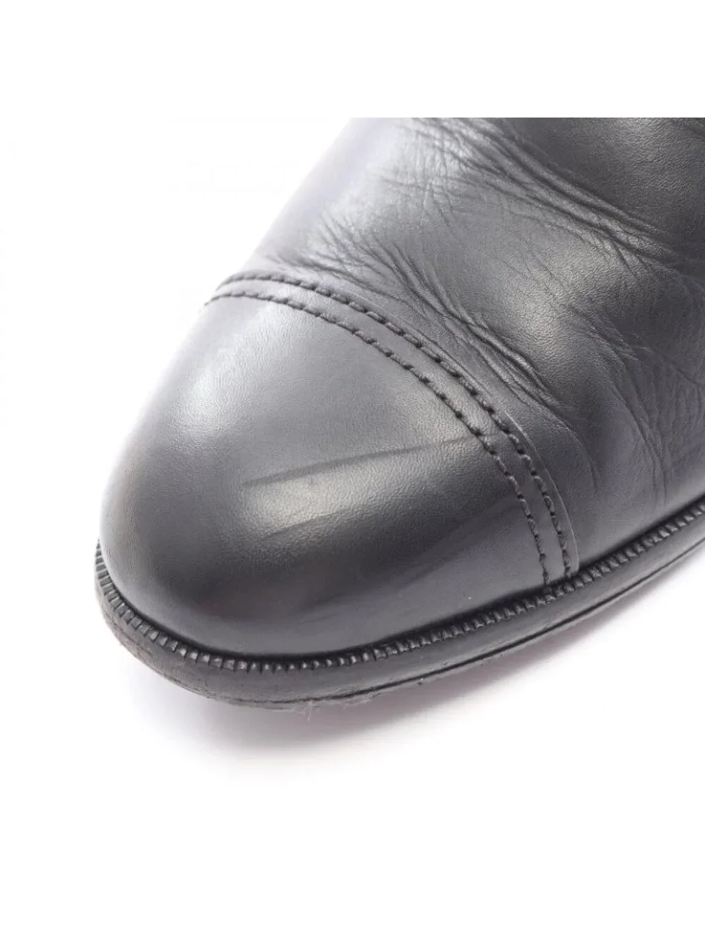 Chanel Boots CC Logo Long Black Leather